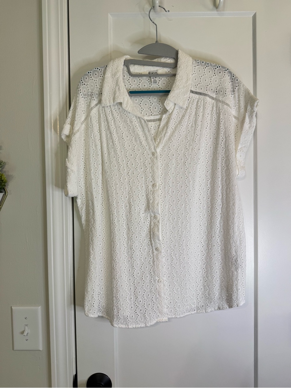 C By One Eyelet Button Down Top